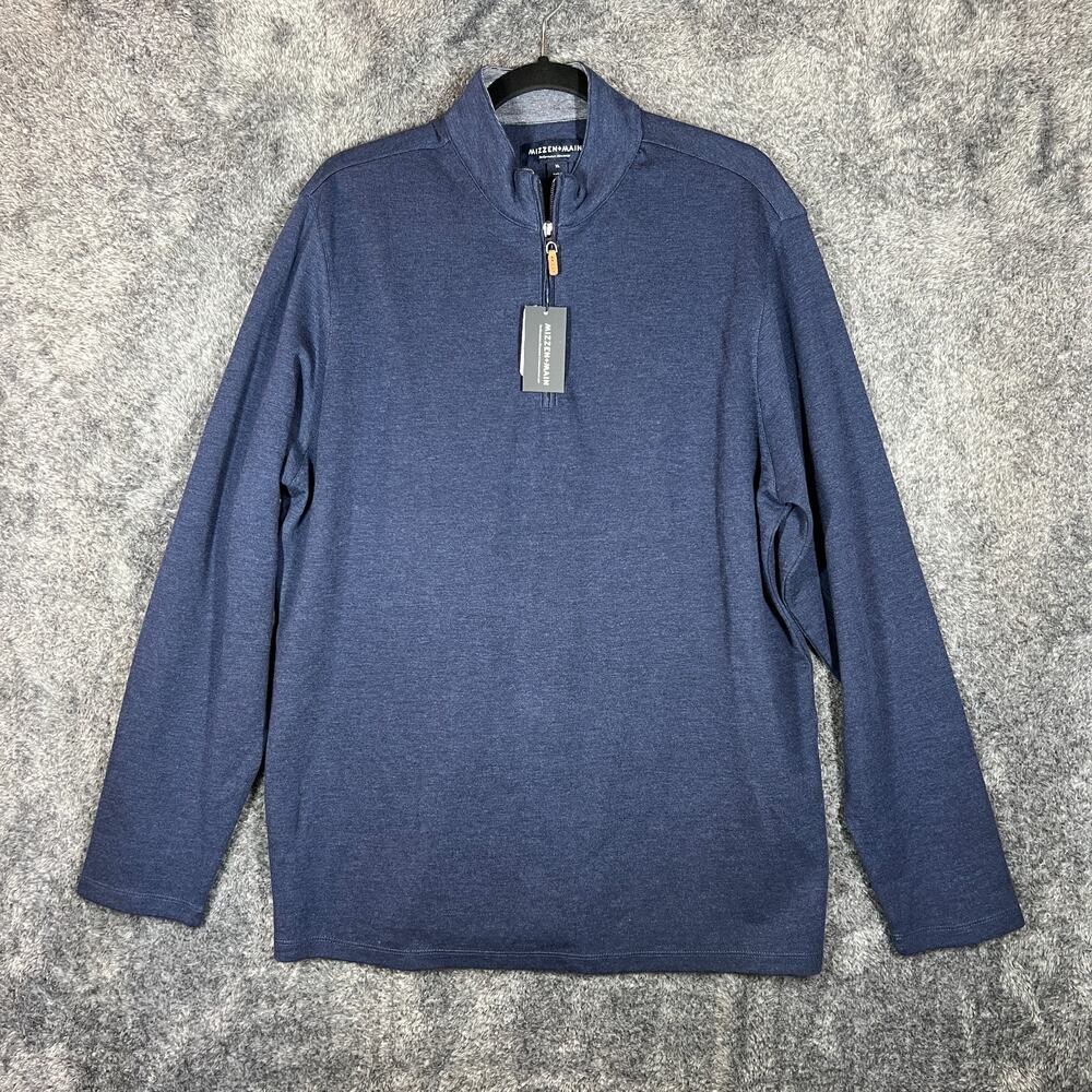 Mizzen Main Sweater Mens XL Dark Blue 1/4 Zip Performance Stanton Golf Preppy